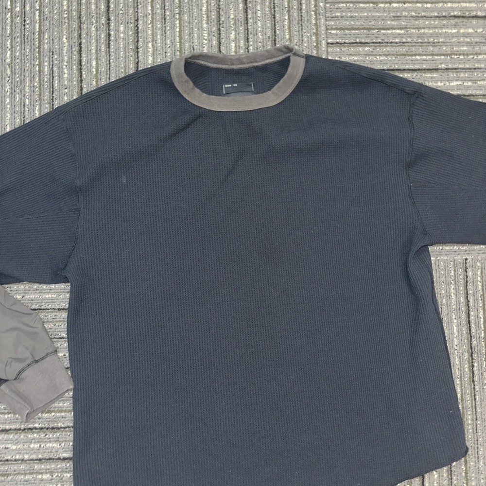 meanswhile Solotex Waffle Long Sleeve T-Shirt Size: 03 Navy Men - Picture 2 of 4